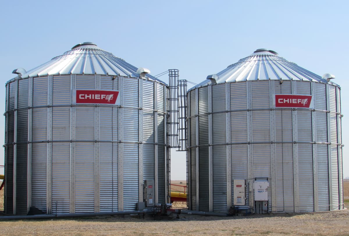 Chief Agri farm bins Two Chief Agri farm bins.