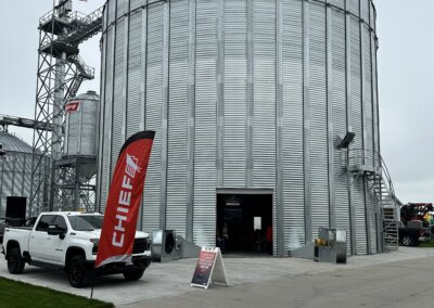 Chief Agri grain bin on display at The All American Farm during Husker Harvest Days 2025.