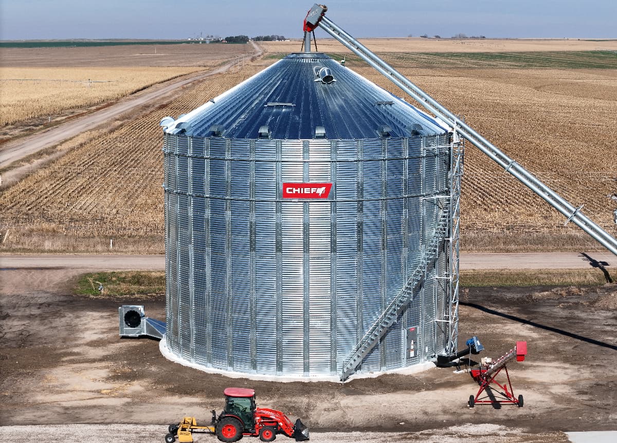 A single Chief Agri grain bin.