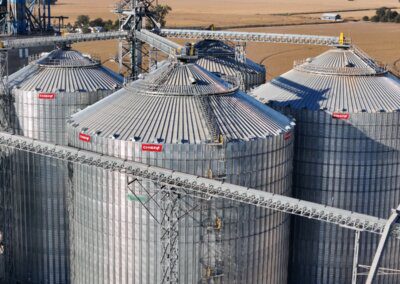 Conveyors for a Chief Agri grain storage system.