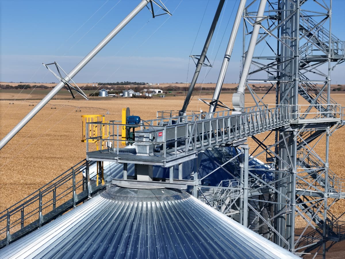 Closeup of a Chief Agri grain conveyor.